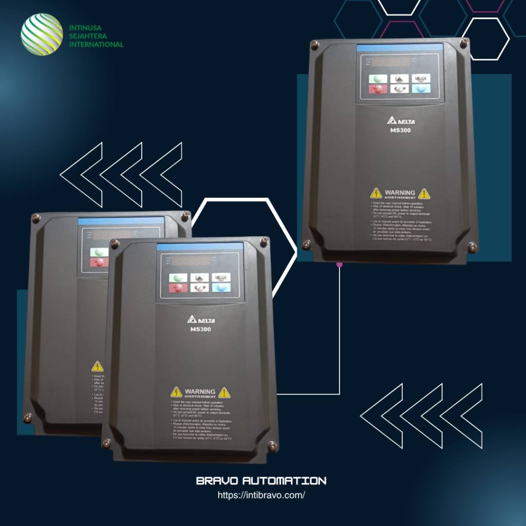 Inverter Delta MS300 VFD4A8MS23MNSAA 2HP IP66 dengan Built-in PLC untuk otomasi industri.